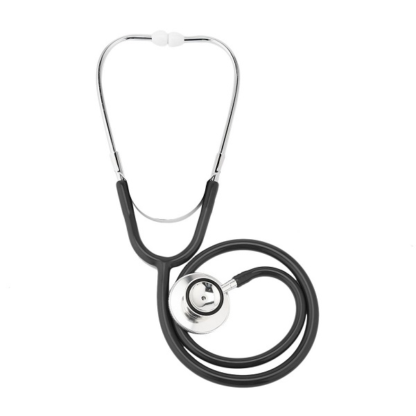 Dobbelt dobbelt hoved stetoskop enkelt rør læge sygeplejerske kardiologi stetoskop aluminiumslegering bryststykke sundhedspleje: Sort
