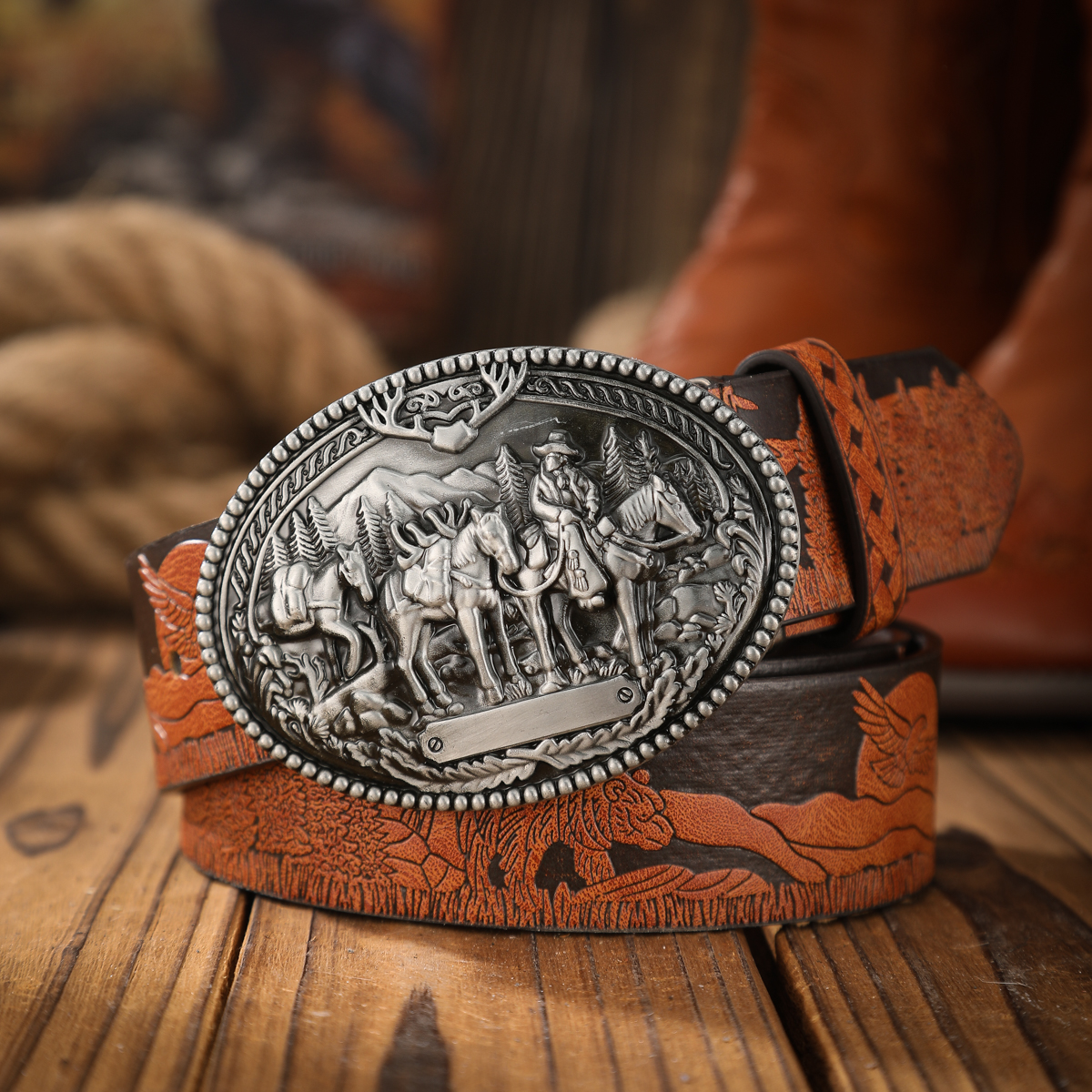 ¡Vintage se une a la ! Cinturón con hebilla de aleación de PU, adecuado para hombres y mujeres, para crear un estilo occidental personalizado