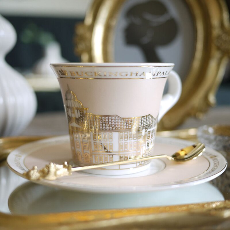 Europese Bone China Koffie Set Thee Kop En Schotel Set Retro Koffiekopje Porselein Koffie Reizen Cup Drinkware J