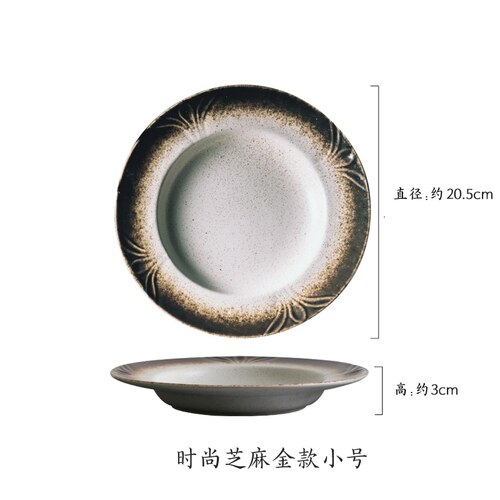 Soup Plate Deep Bowl Vegetable Wide Side Ceramic Round Plate Japanese-style Restaurant Dish Household Cutlery Set Hotel Dish: b4  20.5x3cm