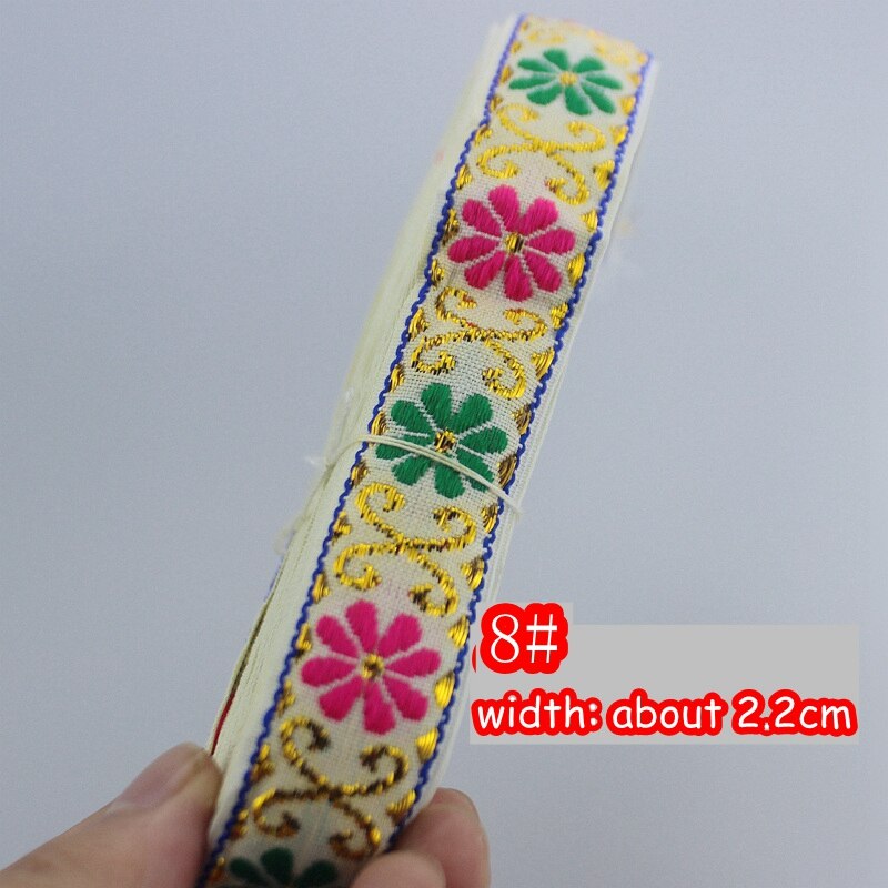 7 Yards/Veel India Tailand Nationale Jacquard Lint Kledingstuk Kostuum Diy Handgemaakte Naaien Doek Riem Decoreren Accessoire Kant: 8Width 2.2CM