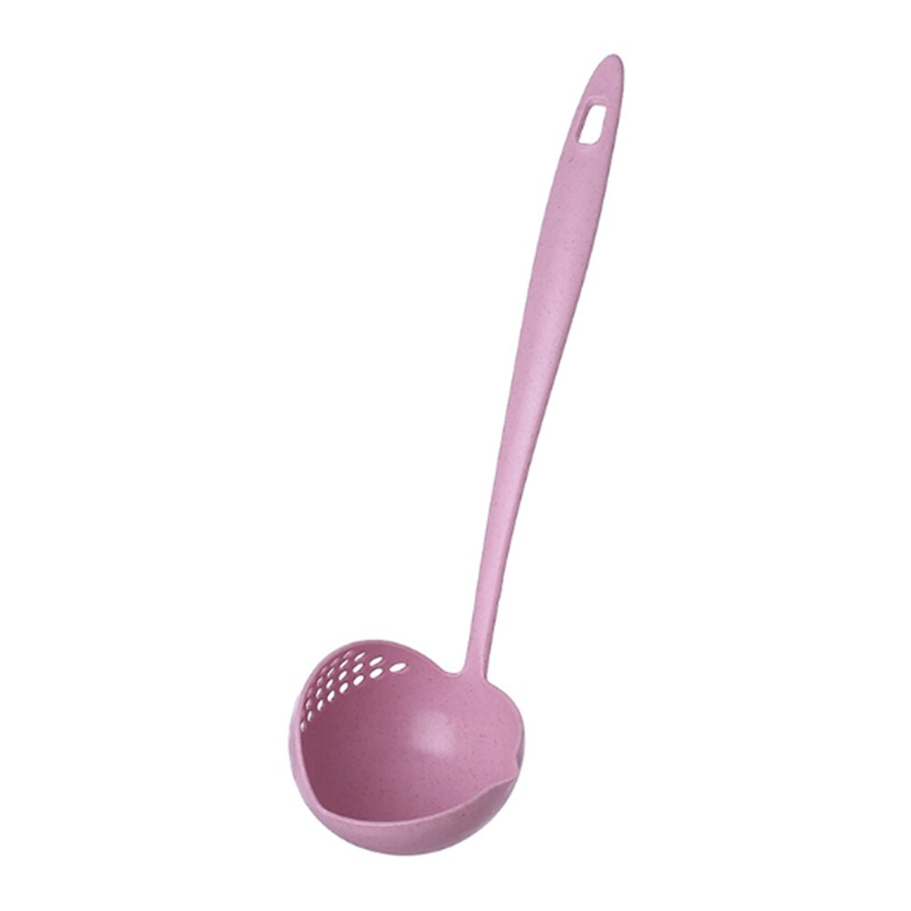 Louche à soupe 2 en 1 avec trou de filtre, louche à Long manche, cuillère en plastique, passoire à Sauce, outils de cuisine: Rose