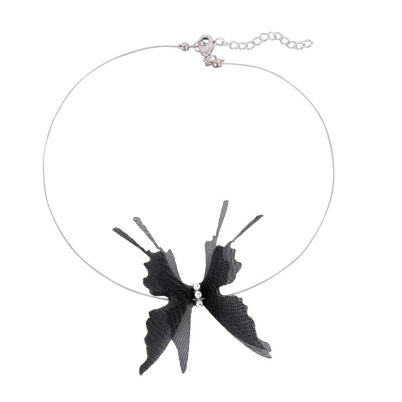 2020 moda fina preto branco grande borboleta collares gargantilha simples transparente linha de pesca colares para mulheres jóias populares