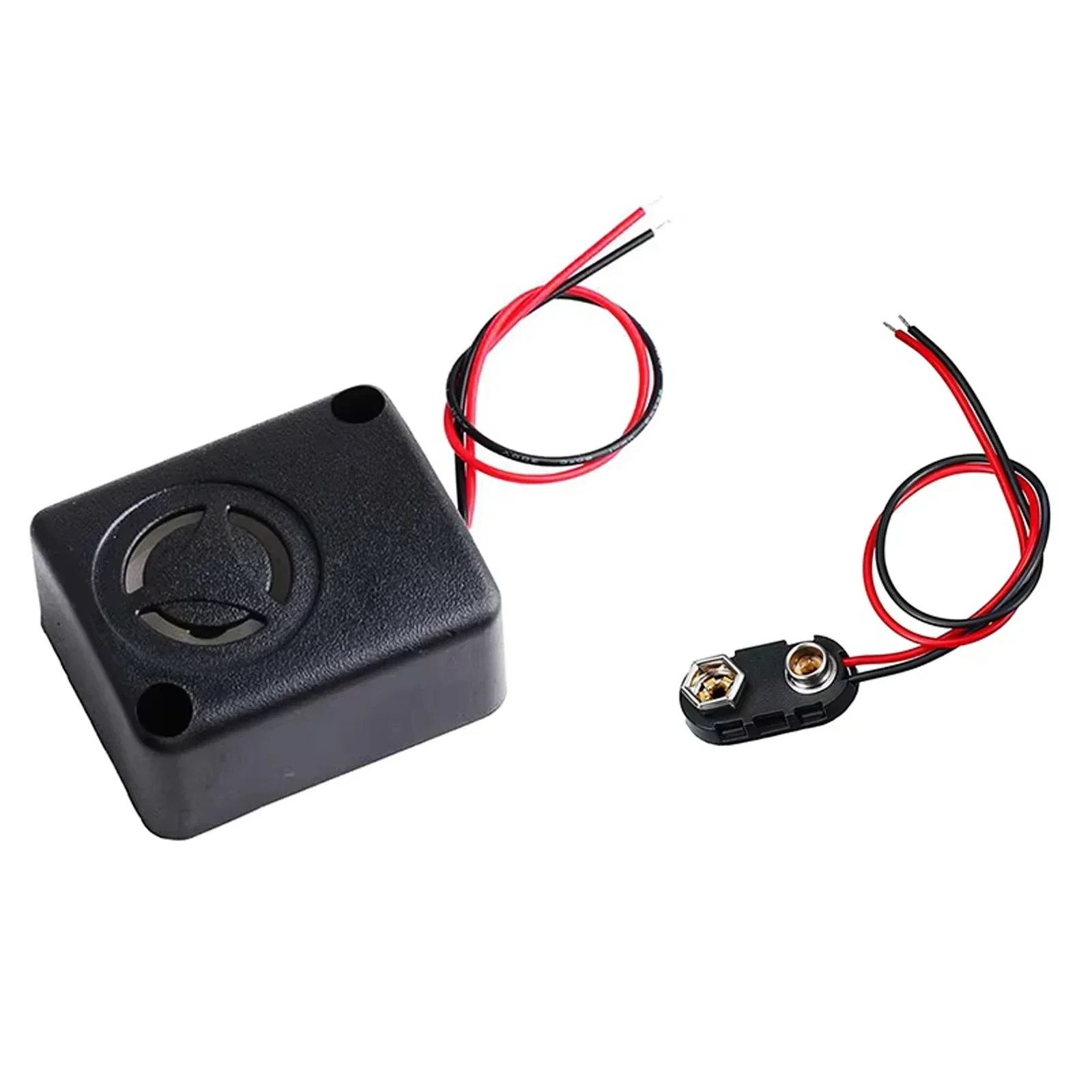 12V DC Zwart Mini Piezo Alarmsirene 110dB Verzekering Kluizen Anti-Diefstal Alarm Hoge Decibel Zoemer voor Auto + 9V Batterij Gesp: Lichtgrijs