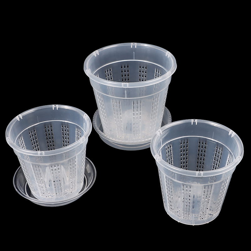 Household Garden Planter Hollow Drainage Pots With Holes Transparent Orchid Baskets Plastic Breathable Flower Pot Accessories