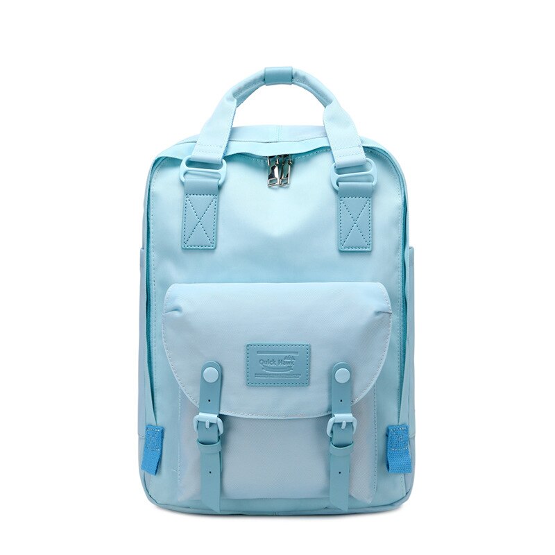 Travel bag solid color Oxford waterproof backpack women's high-capacity school bag women canvas retro laptop backpacks: sky blue