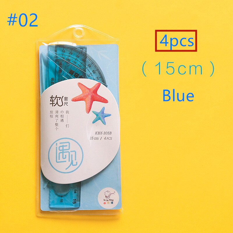 4PCS Protractor Students Maths Geometry Triangle Rulers Set Office Bookmark Drawing School Supplies for child: 02