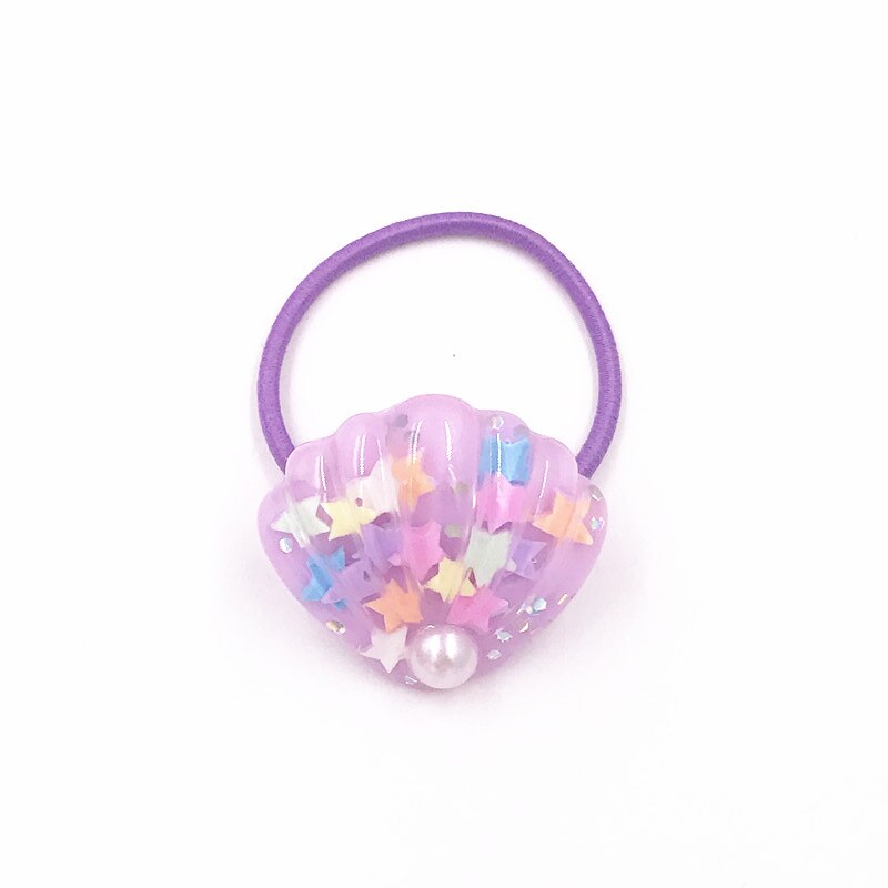 1 pièces scintillant coeur étoile de mer sirène queue bandeaux enfants élastiques bandes de cheveux enfants femmes bandes de caoutchouc filles cheveux corde: 5