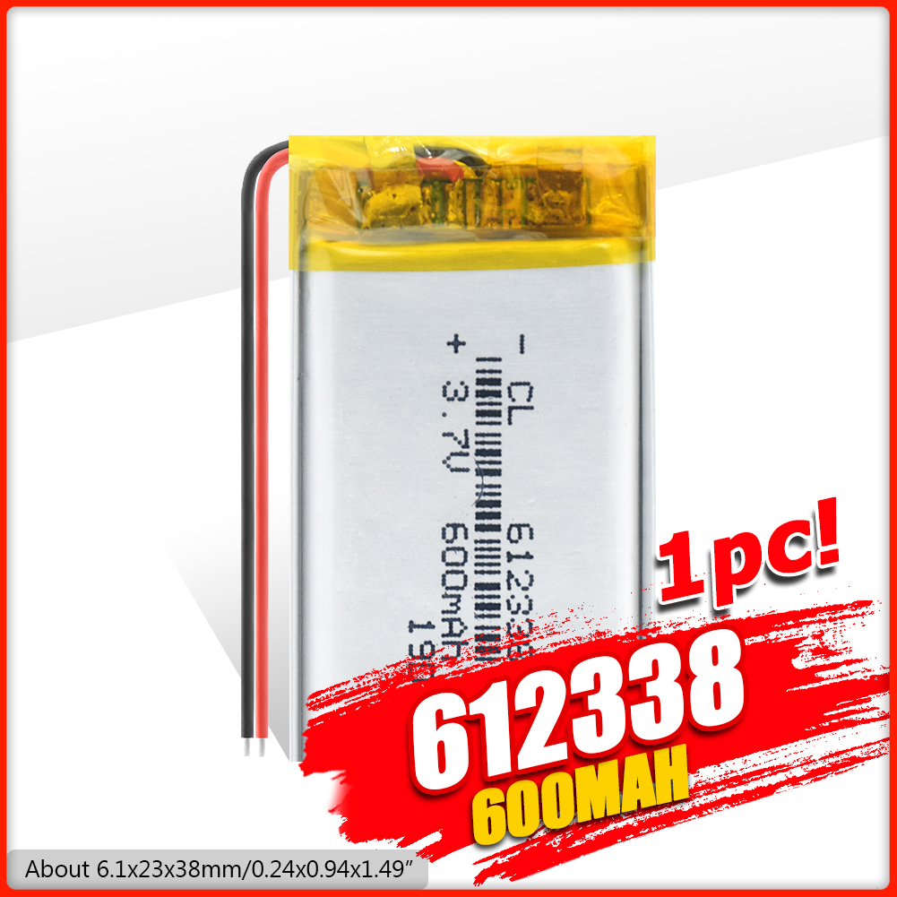 3.7V 600Mah Lithium-polymeer 1/2/4 Stuks 612338 Batterij 3 7V Volt Li Po ion Lipo Oplaadbare Batterijen Voor Dvd Gps Navigatie