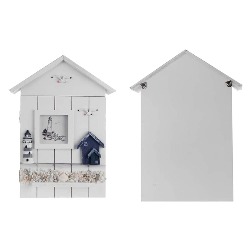 ! Mediterranean Style Key Cabinet Wood Nautical Style Wall Mounted Wooden Key Holder Storage Box Cabinet