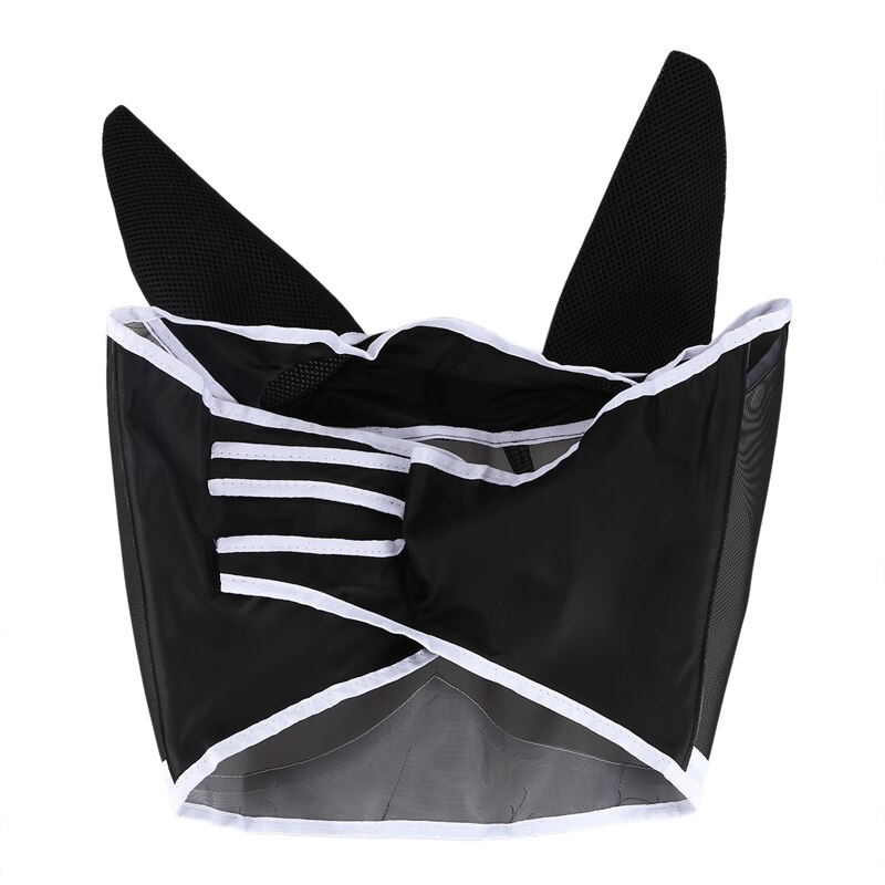 Fine Mesh Horse Mask Uv Protection Fly Mask with Ears Equine Long Nose Breathable Black