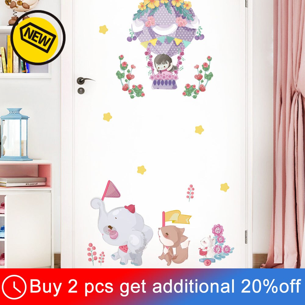 Tegneserie dyr dør klistremerke barnerom dekorasjon, vegg klistremerke låve barnerom, selvstendig veggmaleri tapet, med lim, barnehageinnredning: Nr. .1635