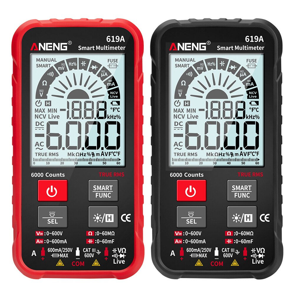 ANENG 619A Digital Multimeter Esr Meter Testers Automotive Electrical Dmm Transistor Peak Tester Meter Capacitance Meter