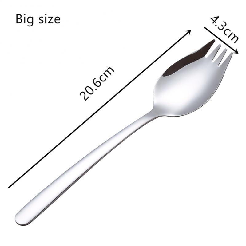 Tenedor de fruta, cuchara, Longhandle, vajilla de postre y ensalada de helado de acero inoxidable, conveniente, Occidental, multifunción, de plata: 02