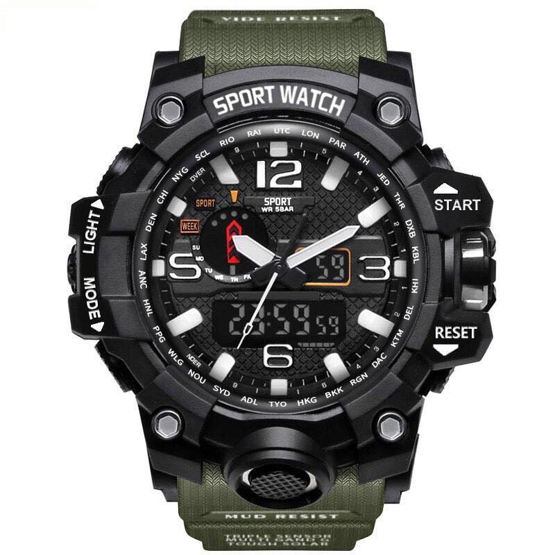 Reloj Flexible, novedad de , a la , para coche, espejo, Visor antilluvia, protector de nieve, para hombre, amortiguador deportivo, relojes de estilo G para exteriores: green
