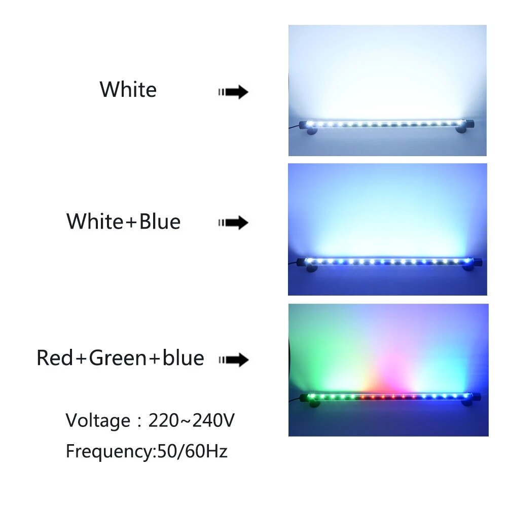 Luz LED impermeable para acuario, lámpara de pecera subacuática, decoración de acuarios, iluminación de plantas de 18-48CM, 220-240V, chip 5050