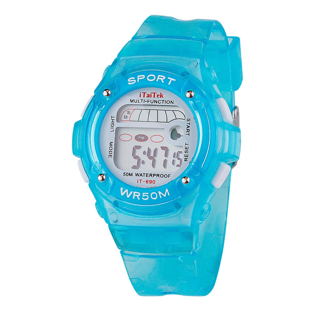 Digitale Horloge Voor Kinderen Wekker 30M Waterdichte Led Lichtgevende Sport Horloge Roestvrij Stalen Gesp Plastic Band Horloge: A