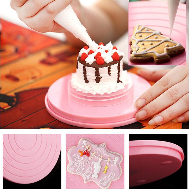 1pcs 14cm DIY 360 ° Roterende Cake Turntable Decorating Stand Platform Cake Decorating Tool Cake Cookie Koekjes Decoreren
