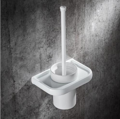 Badkamer Accessoires Set, Witte Vierkante Papier Houder, Handdoek Bar, Zeep Mand, Handdoekenrek, hoekplank, Haak, Badkamer Hardware Set: toilet brush holder