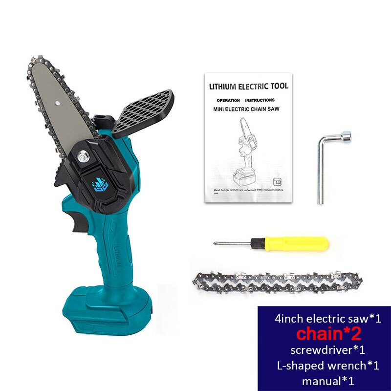 1200W 6 Inch Elektrische Zagen 1000W 4 Inch Elektrische Kettingzagen Verwijderbare Snoeizaag Voor Boom/Tuin/hout Trimmen Voeg 1 Meer Ketting: Blue 4inch-1 chain