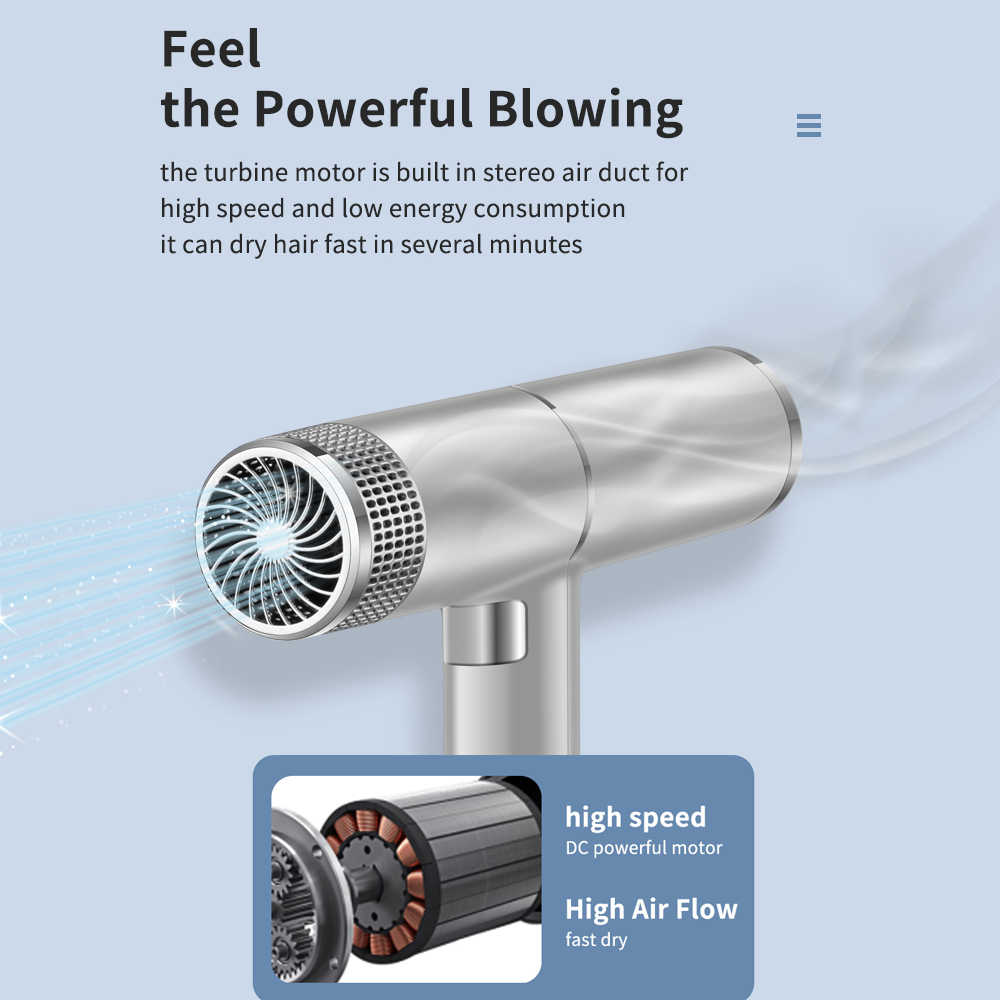 Negative Ion Hair Dryer Powerful Anion Cold Wind Fast Dry Constant Temp Snowflake Button Blower anti-static Hair Tools