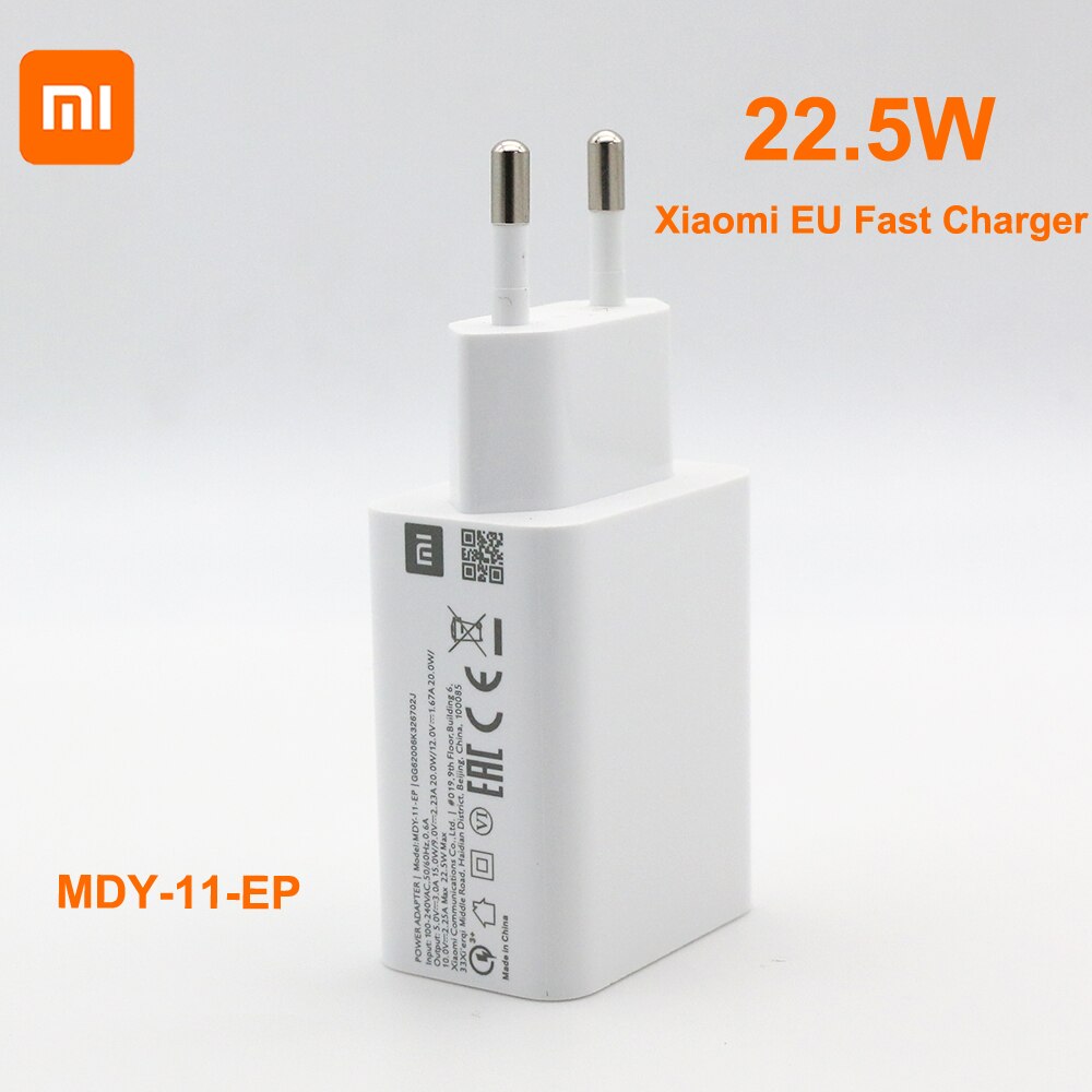 Xiaomi – chargeur mural rapide Original 22.5W MDY-11-EP, câble 3A de Type C pour Mi 110 9 9t 8 SE CC9 Redmi Note K30 Pro 9A 9C