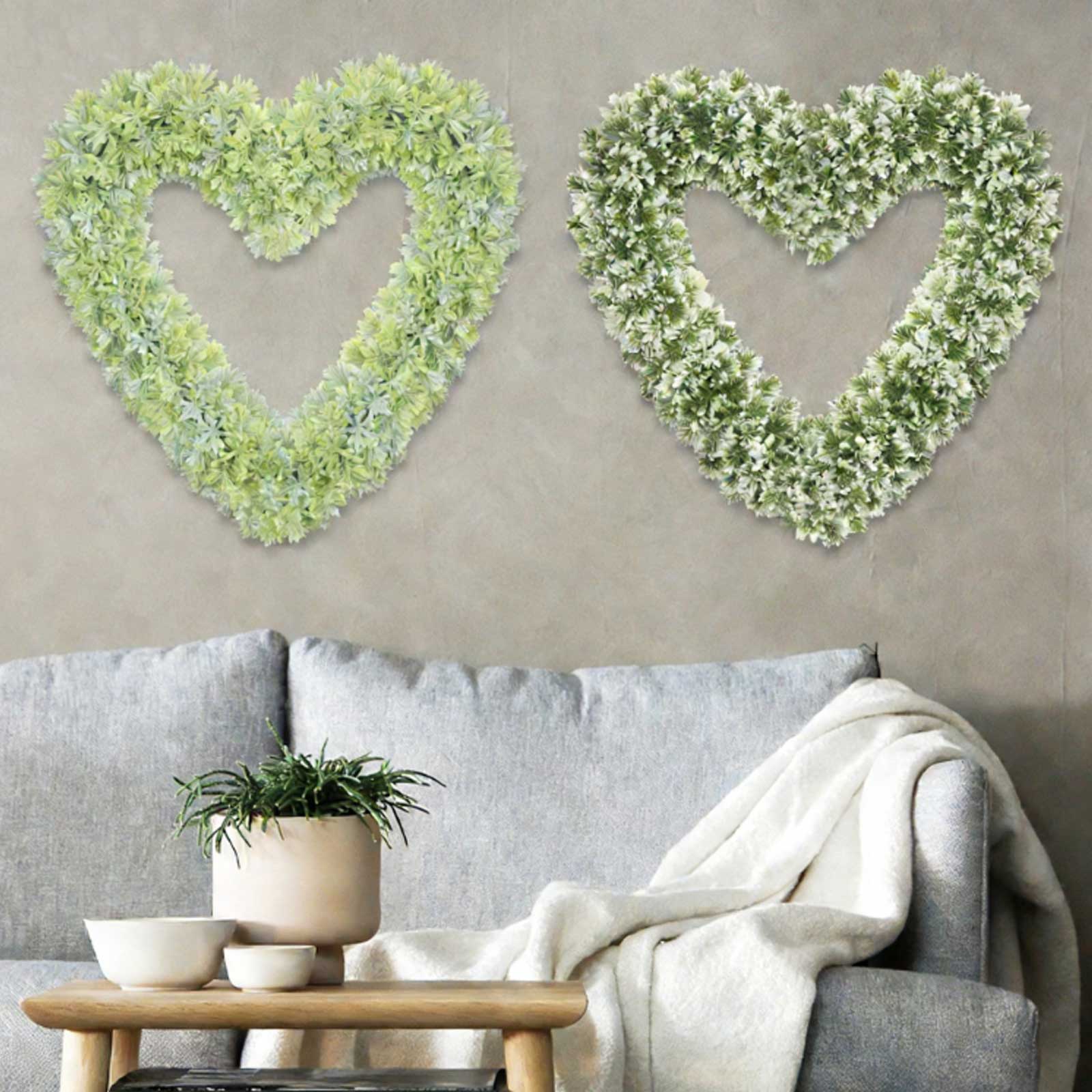 Herz-Liebesgirlande Wandbehang Schild Künstliches Grün Gartendekoration für Haus Zauberstab Fenster Landhaus Hängedekoration