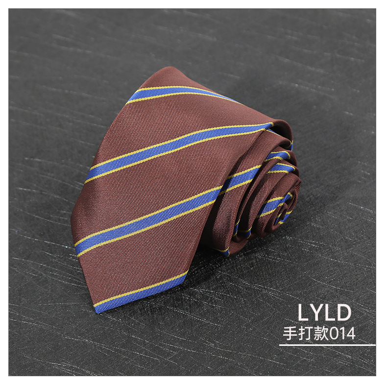 7CM Polyester Ties For Men Business Striped Blue Brown Neck Tie College Young Girls Neckties Party Shirt Collar Accessory Cravat: MULTI