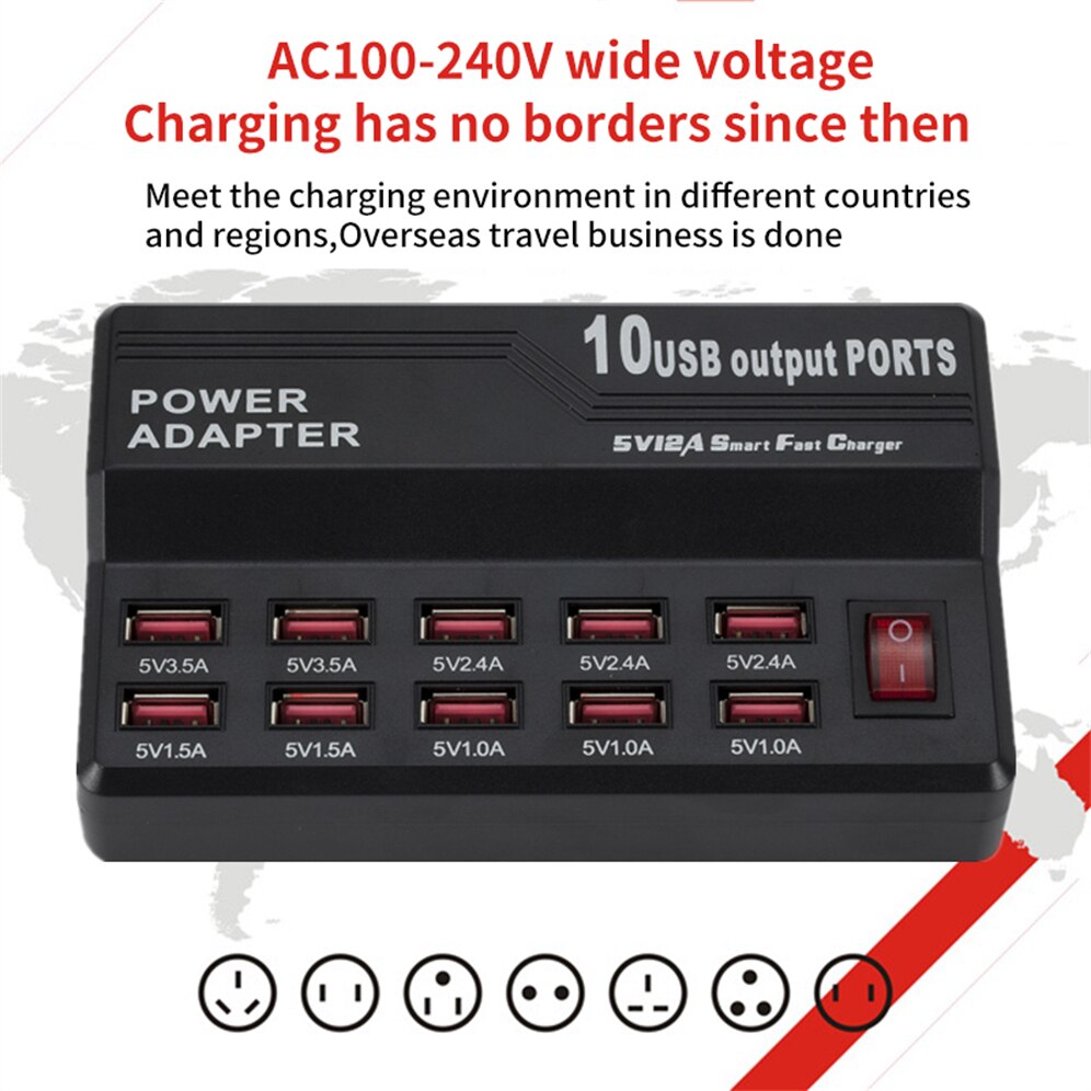 Grwibeou multi 10 usb schnellladestation mit ladeanschluss für iphone 7, 5 , 5s 6 6s plus, ipad, lg, samsung und huawei