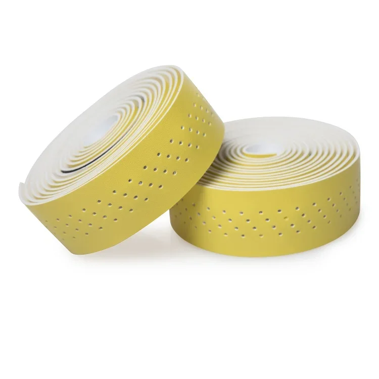 Vintage Perforated Bicycle Handlebar Straps Leather Shock Absorbing Anti-slip Comfort Extended Road Bike Handlebar Straps: Brown