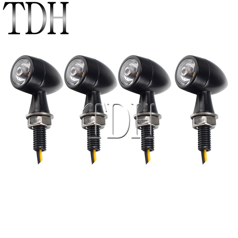 Motorbike Retro Classic Cafe Racer LED Turn Signal Light Blinker Lamp E24 Mini Bullet Indicator M8 Bolt for Harley Scrambler: 4PCS