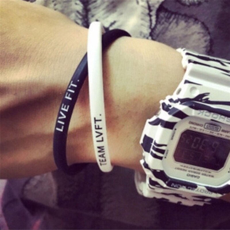 Rubberen polsbandjes live fit letter bedrukte sport siliconen armbanden