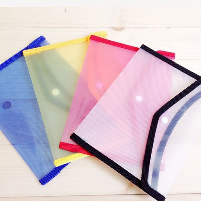 4pcs/Set Transparent Colorful Plastic A5 Capacity Document Document Card Holder Receive Bag Concise Filing Paper Storage Office