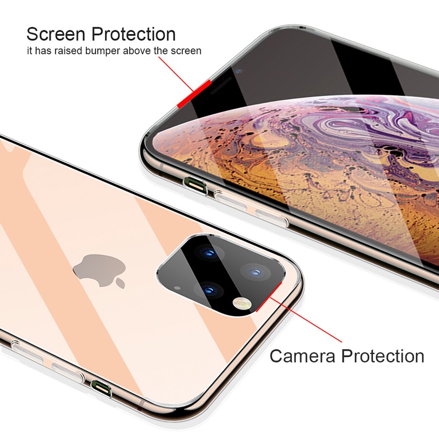 IQD Glas Case voor iphone 11 Pro Max Cover Transparant Beschermende voor iphone Xr Xs Max Telefoon Gevallen TPU Bumper glas Terug Clear