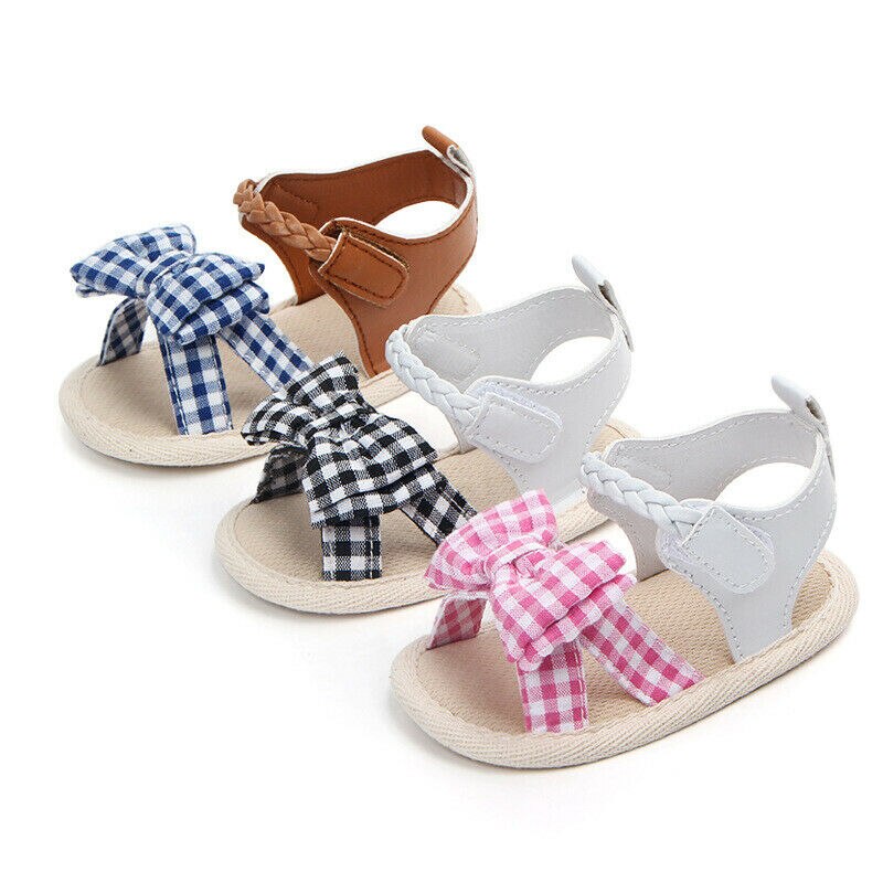 Zomer Zoete Pasgeboren Baby Meisjes Sandalen Prinses Streep Boog Soft Sole Crib Schoenen Baby Peuter Wandelaars Sandalen