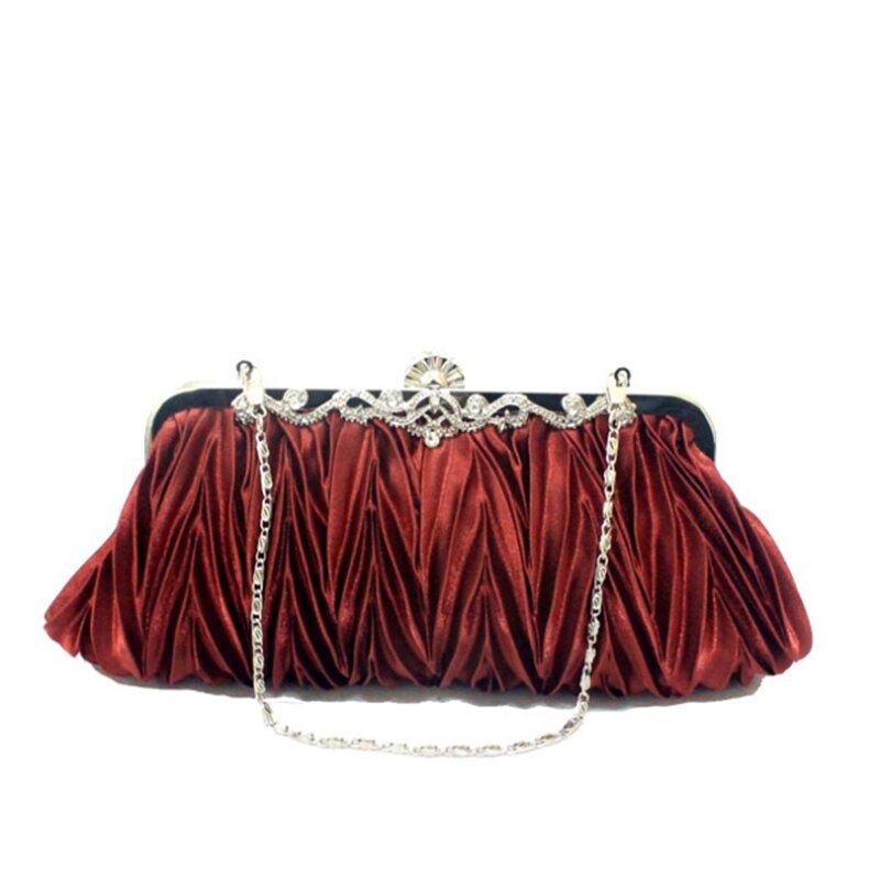 Mode Vrouwen Kleine Dag Clutch Eenvoudige Crystal Lady Party Banket Bruids Avondtassen Dating Handtassen en Portemonnee: wine