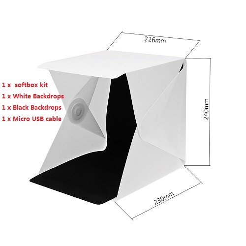 Portable Photo Studio Lighting Mini Box Photography Backdrop LED Light Room Tent: lightbox