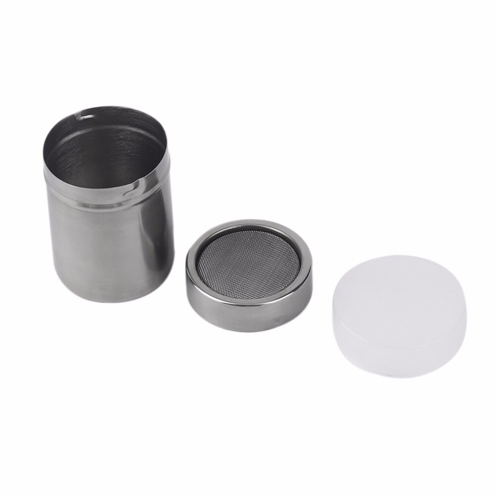 Rvs Chocolade Shaker Cacao Meel Koffie Zifter + 12 Stuks Koffie Stencils Template Strooit Pad Duster Spray