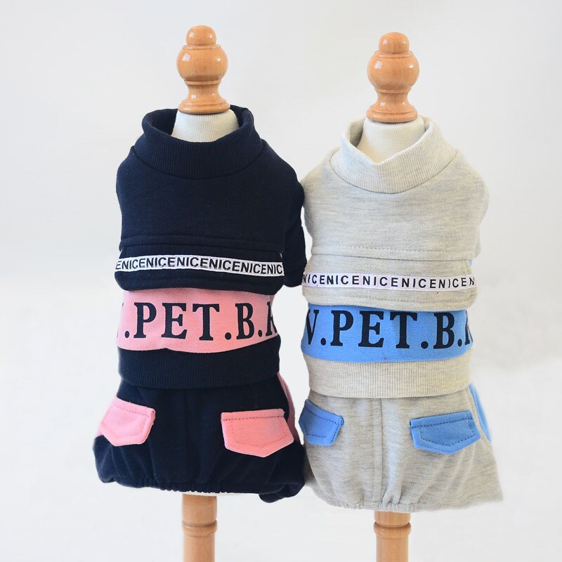 Combinaison en coton pour chien, vêtement d'hiver, salopette pour petit et moyen gabarit, lettre imprimée, yorkshire