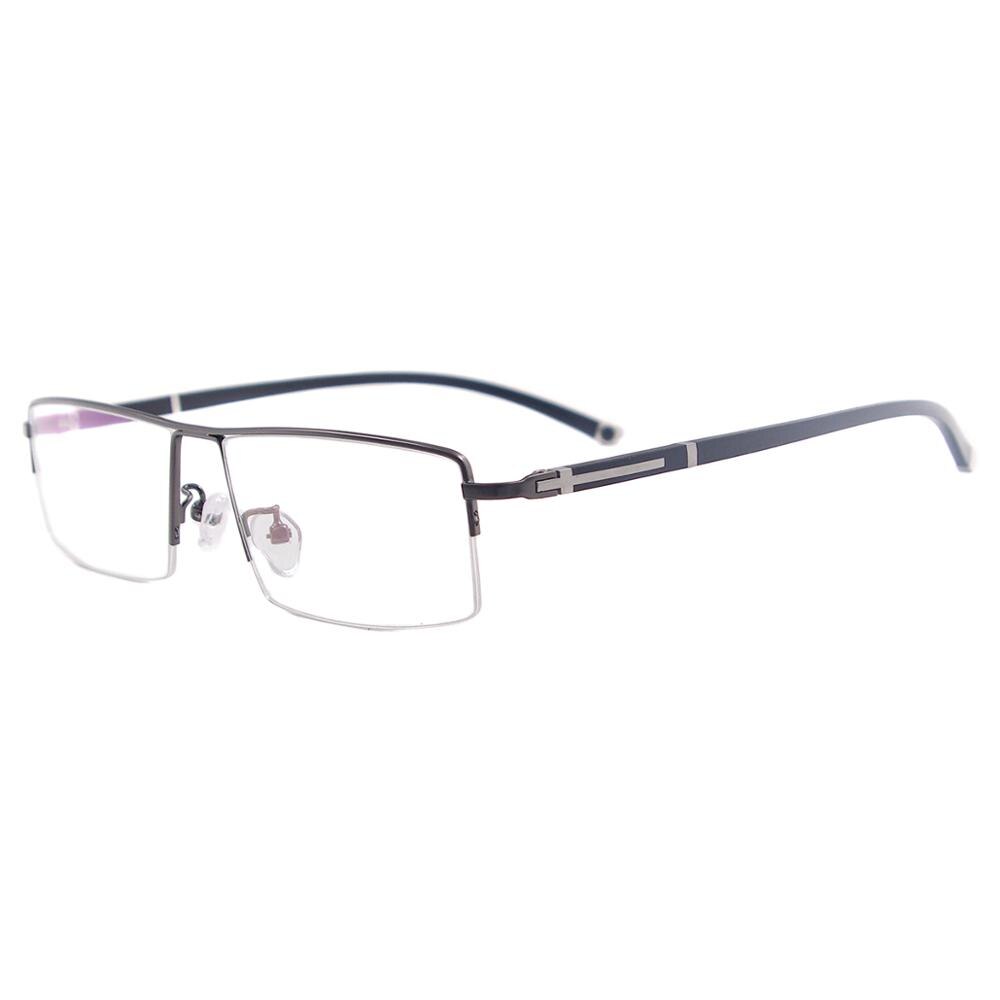 Metal Half Rim Rectangular Men Large Eyeglasses Frame Prescription Glasses For Optical Lenses Myopia Reading Progressive: Gray