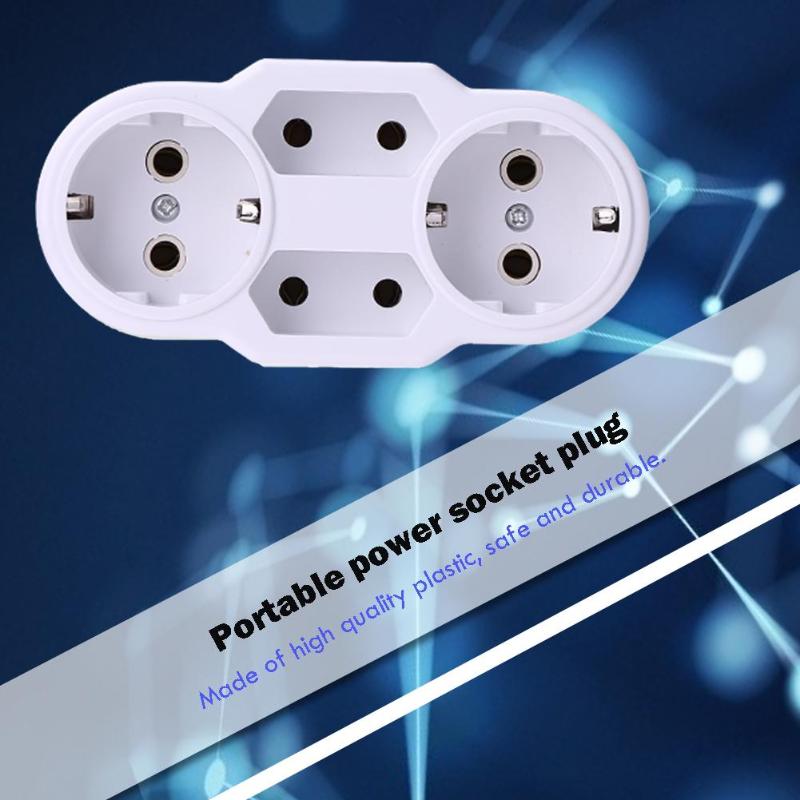 Portable EU Plugs Power Socket Converter 1 to 4 Port Outdoor Power Adapter Safe Durable Socket Power Supply for Outdoor Use