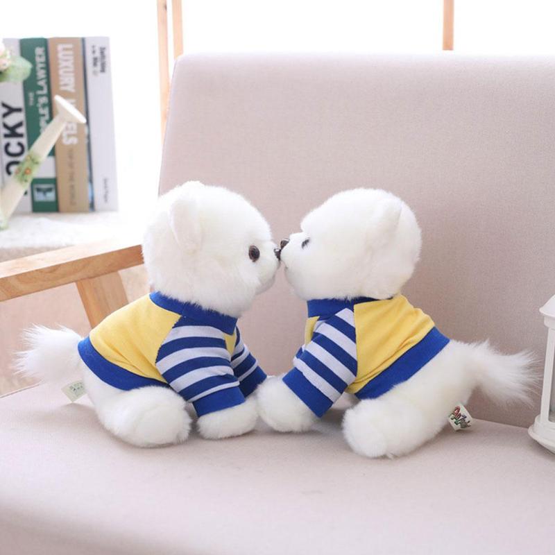 20Cm Leuke Simulatie Poedel Knuffel Realistische Pet Dog Leuke Dier Suffed Pop Witte Jurk Pommeren Puppy Pop Kind 'S