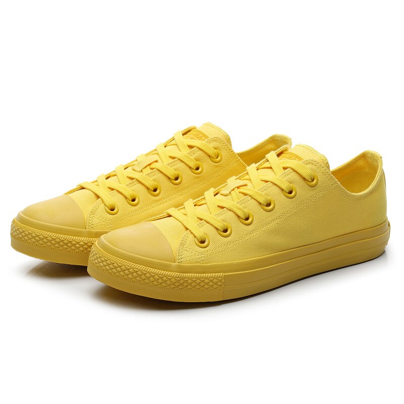Män canvas skor mango gul klargula sneakers spets  up 39-44 vita fritidsskor matchar alla snyggt runt huvud
