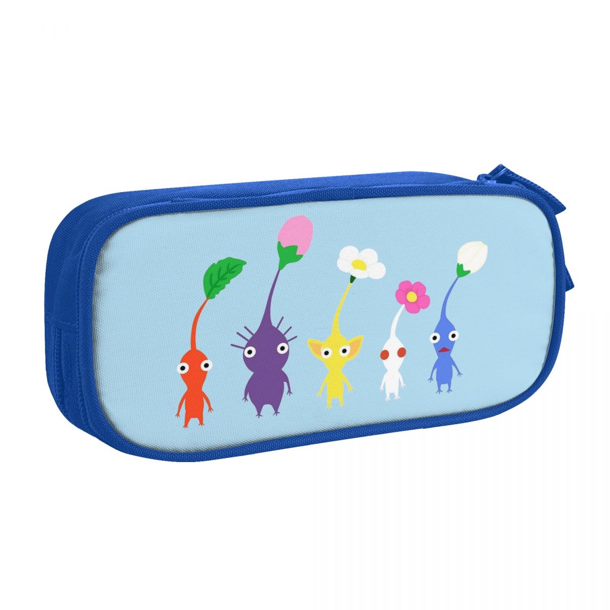 Cute Pikmin Pencil Case Pencilcases Pen Holder for Student Big Capacity Bags Office Zipper Stationery: Blue