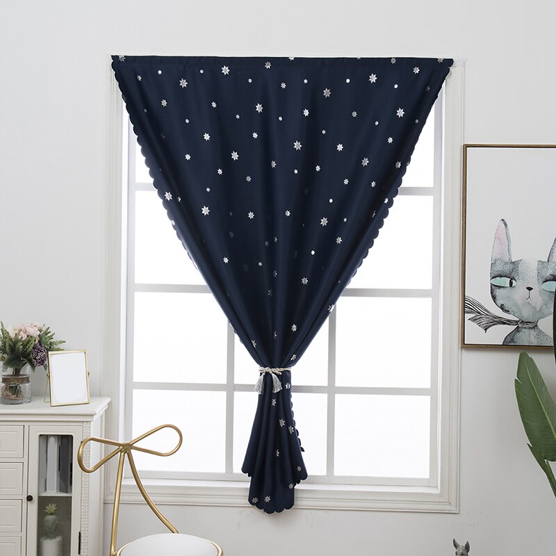Cortinas de Velcro de ventana moderna para el dormitorio de la sala de estar de plata estrellas apagón cortinas Beige azul rojo rosa Panel cortinas: navy blue