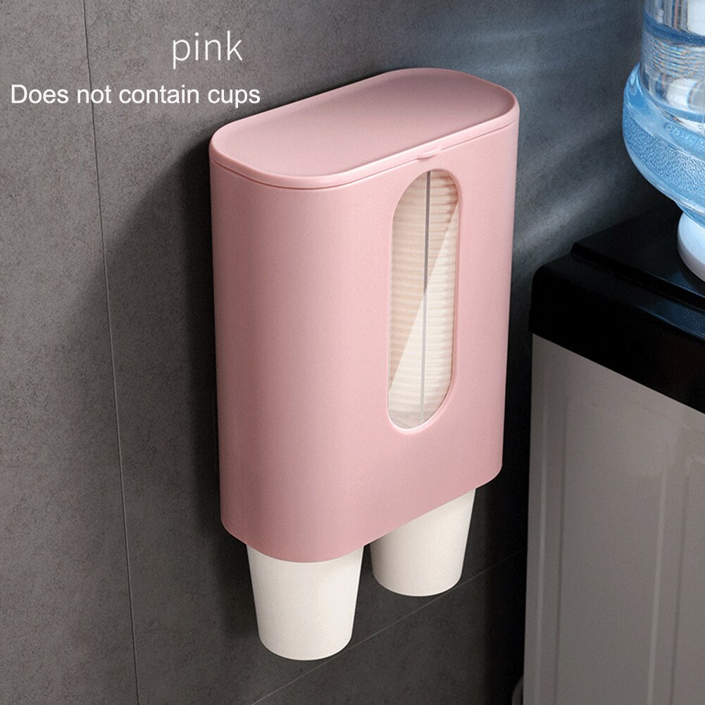 Paper Cup Storage Stand Water Cup Coffee Cup Dispenser Container Self-Adhesive Disposable Cup Pull Type Dispenser For Home Hotel: pink