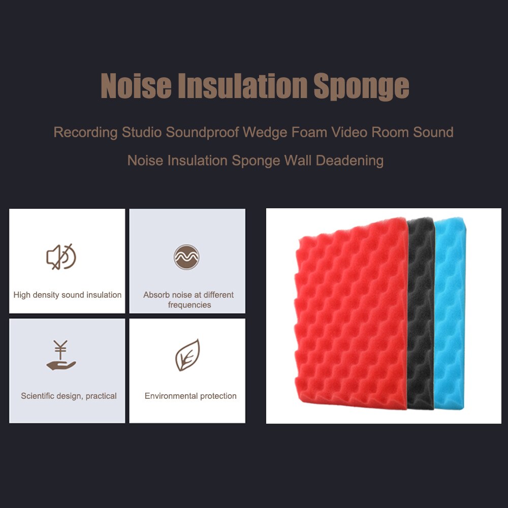 6pcs Recording Studio Soundproof Foam Video Room Sound Noise Insulation Sponge Wall Deadening for Ktv Home theater 30*30cm