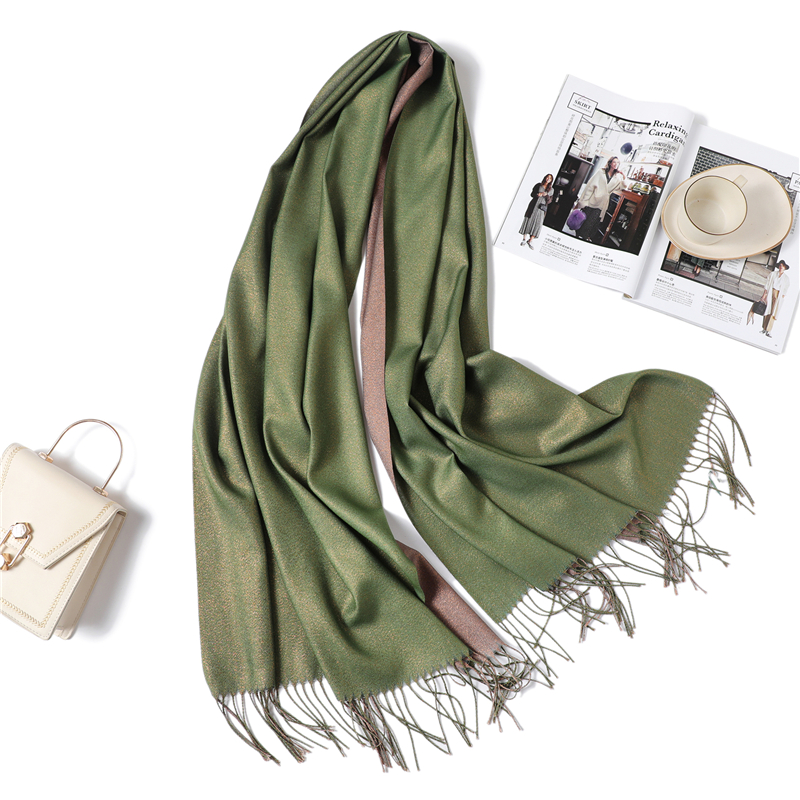 Talvihuivi naisille, yksivärinen, pashminan kaltainen kashmir, tupsuilla koristeltu, lämmin huivi, paksut shaalit ja kietaisut, kiiltävä, kaksipuolinen, bufanda: Wt2-9