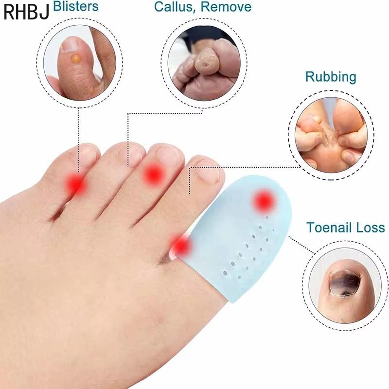 RHBJ Breathable Blue Silicone Toe Caps Anti-Friction Breathable Prevents Blisters Toe Caps Cover Foot Care Toe Protector