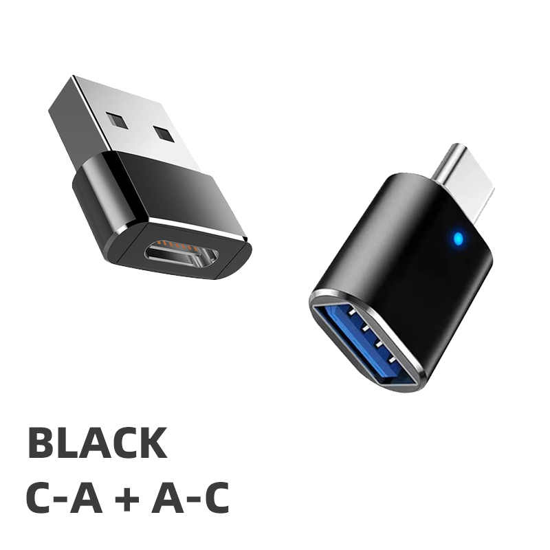 1/2PCS USB 3.0 To Type C OTG Charger Adapter Connector Type-C to USB Male To Type-c Adapt Converter for PC MacBook Car USB ipad: black